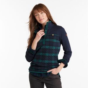 L.L. Bean Navy and Green Plaid Sweatshirt